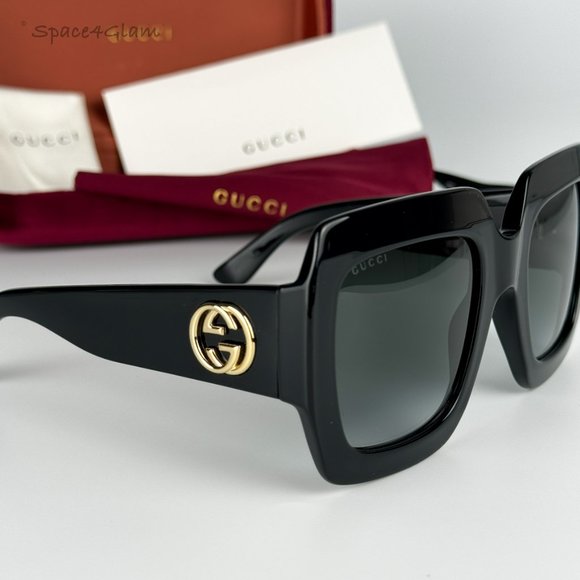 NEW Gucci GG0053SN 001 Black Gray Oversized Square Gradient Sunglasses - Picture 8 of 12